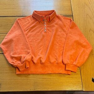 Orange Snap-Front Pullover Sweatshirt size Small good used condition